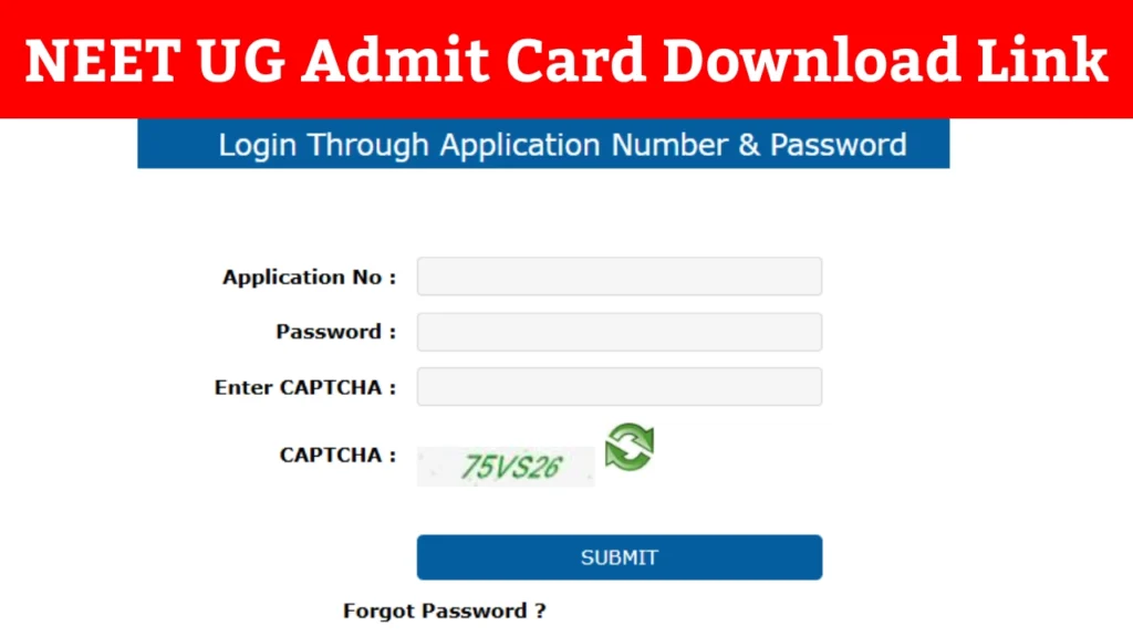 NEET UG Admit Card Download Link